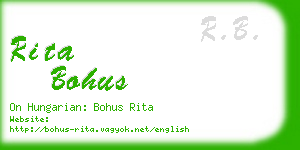 rita bohus business card